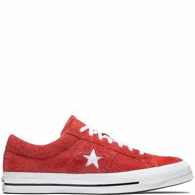 Converse One Star Premium Suede Low Tops Mens - Red/White/White Shoes (877IZMKU)